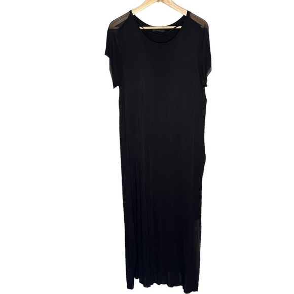 COS Black Maxi Sheer Overlay Short Sleeve dress Sz M - Picture 1 of 9